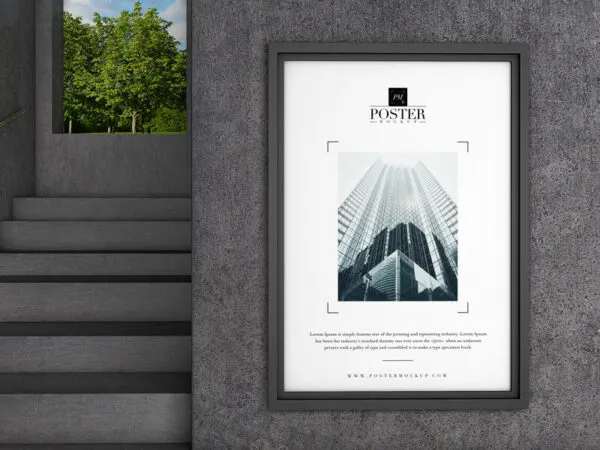 Mockup Showing Poster Attached on a Concrete Wall 1