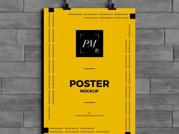 Mockup Showing Poster Hanged Over Brick Wall 1