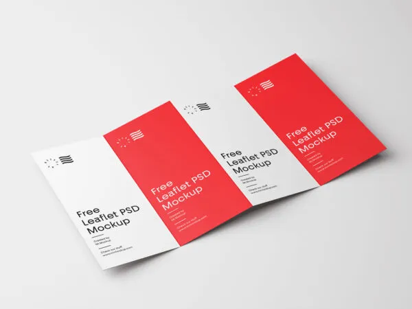 Mockup Showing Side View of Opened Four fold Brochure 1