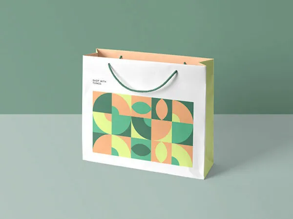 Mockup Showing Standing Square Shopping Bag Front and Side View 1