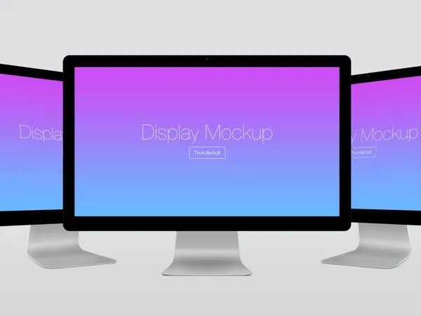 Mockup Showing Three Different Views of Apple Thunderbolt Display 1