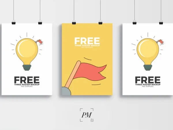 Mockup Showing Three Hanging Posters 1