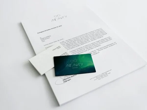 Mockup Showing Two Business Cards on an A4 Letterhead 1