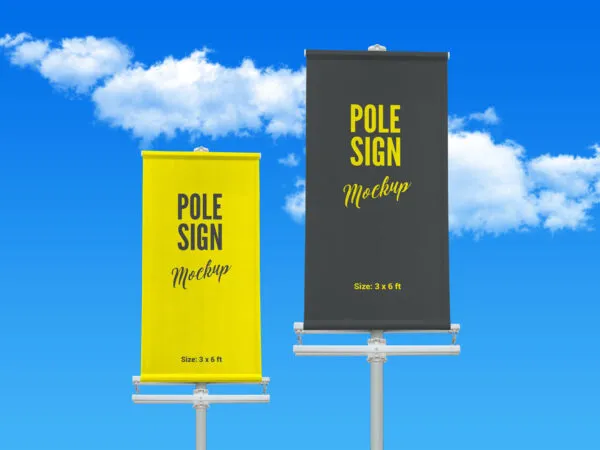 Mockup Showing Two Outdoor Banners with Sky at Background 1