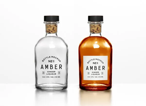 Mockup Showing Two Versatile Glass Bottles Wearing Cork Caps 1