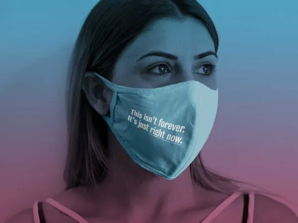 Mockup Showing Woman Wearing a Protective Corona Cloth Mask 1