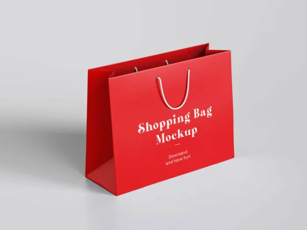 Mockup Showing a 34 View of a Turn Top Shopping Bag 1