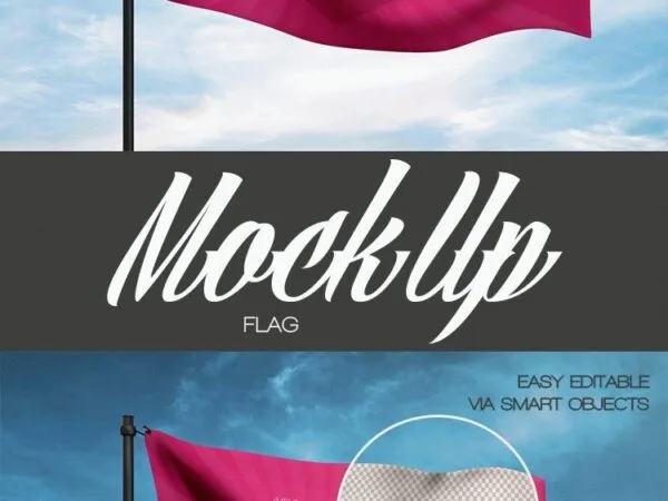 Mockup Showing a Flying Flag 1