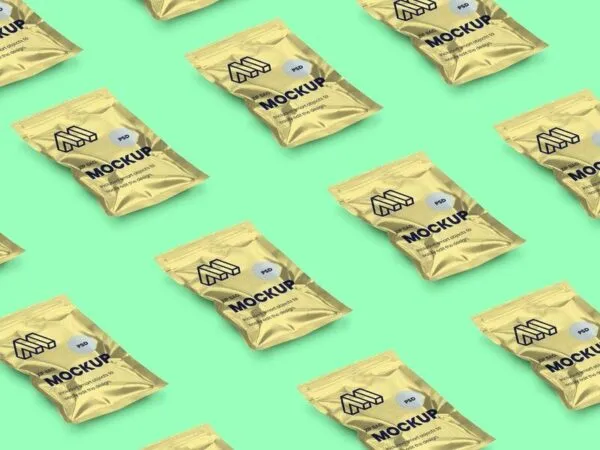 Mockup Showing a Perspective View of Isometric Zip Bags 1