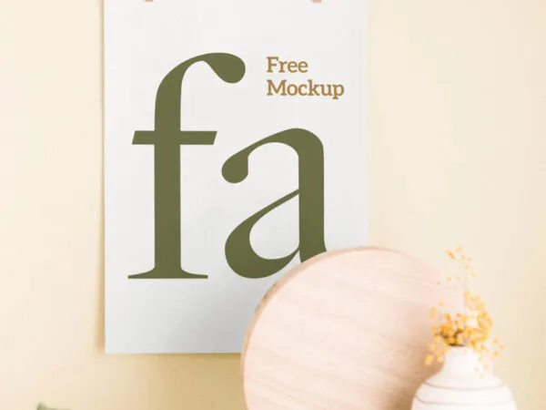 Mockup Showing a Poster Hanging on the Wall with Two Clips 1