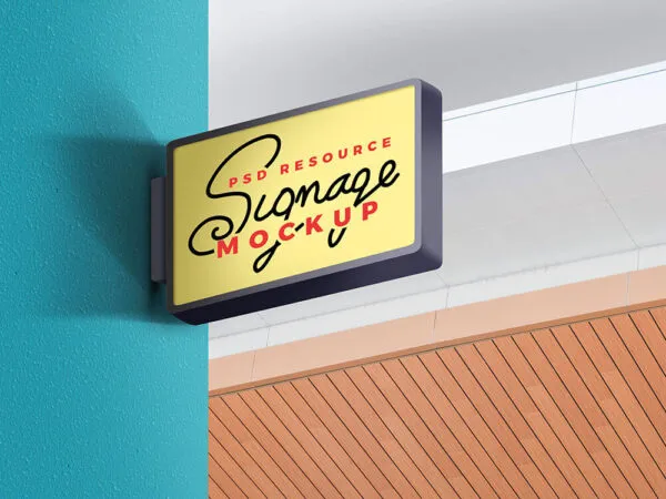 Mockup Showing a Wall Mounted Signage 1