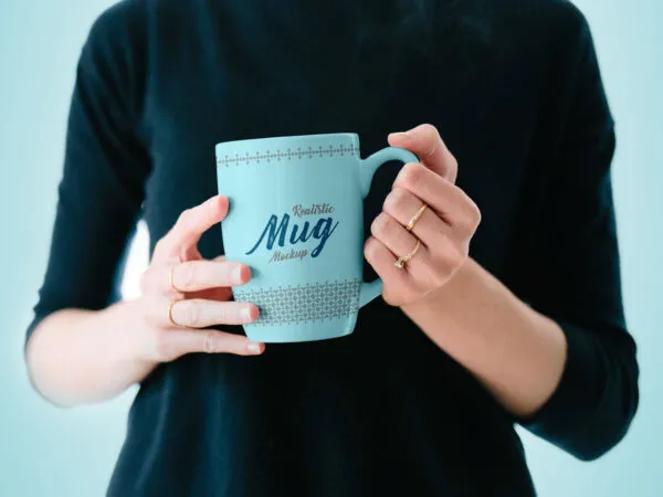 Mockup Showing a Woman Holding a Mug 1