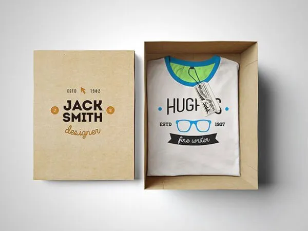 Mockup Showing an Opened Box Containing Folded T Shirt 1