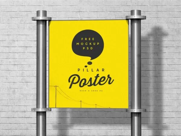 Mockup Showing an Outdoor Large Pillar Poster 1