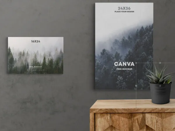 Mockup of 2 Canvases in Vertical and Horizontal Version 1