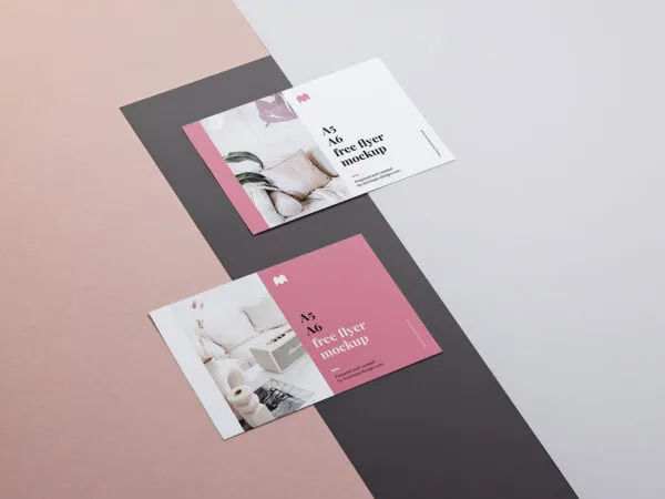 Mockup of 2 Horizontal Flyers in A6 Size 1