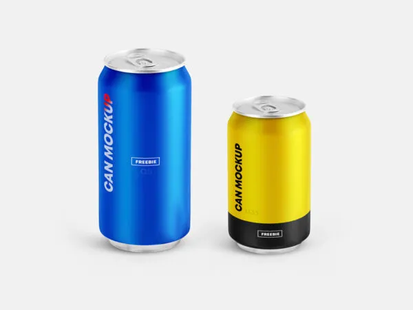 Mockup of 2 Metal Cans in Different Sizes 1