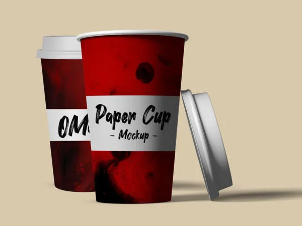 Mockup of 2 Paper Cup with Cap 1