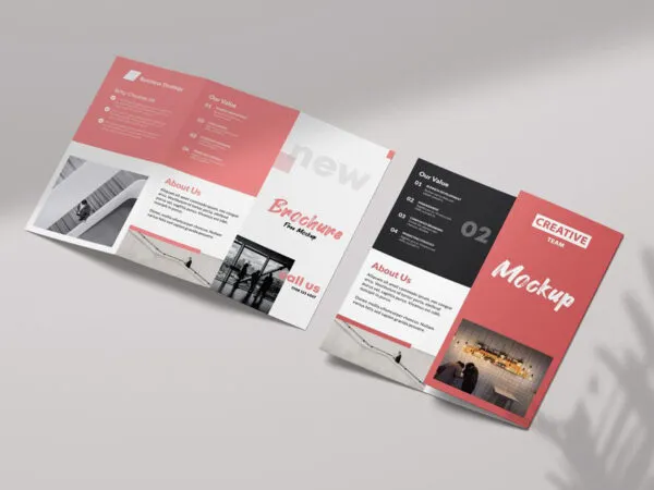 Mockup of 2 Perspective View Tri fold Brochures 1