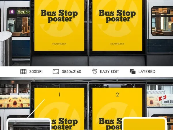 Mockup of 2 Posters in Bus Station 1