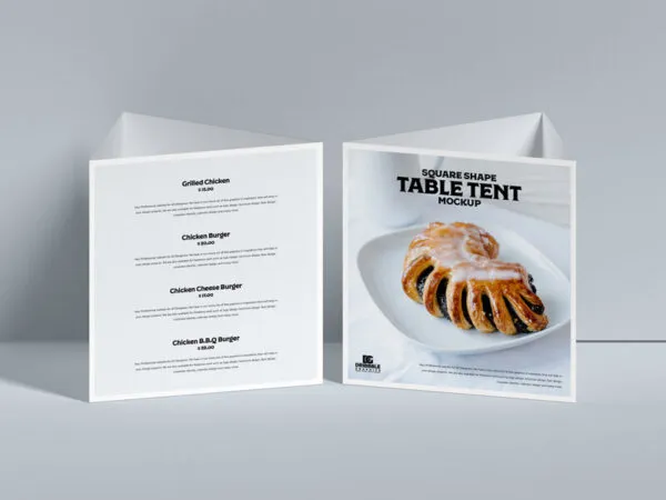 Mockup of 2 Square Table Tents 1