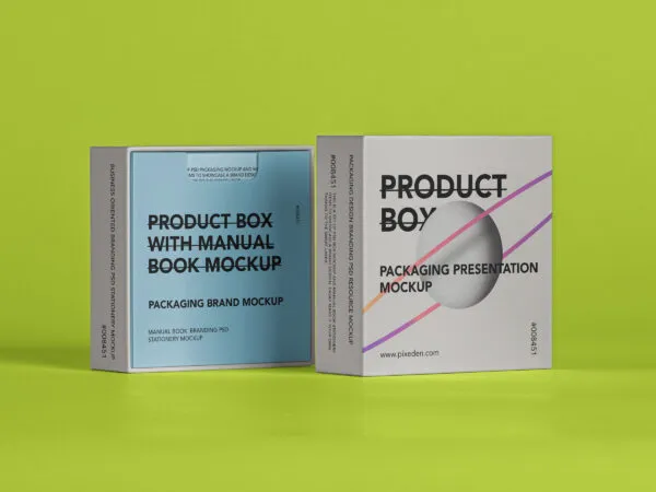 Mockup of 2 Standing Square Packaging Boxes 1