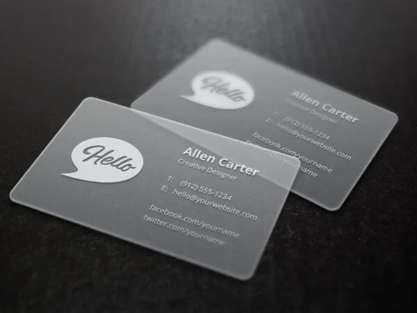 Mockup of 2 Translucent Business Cards 1