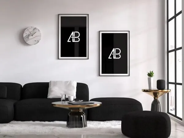 Mockup of 2Modern Vertical Posters in the Same Size 1