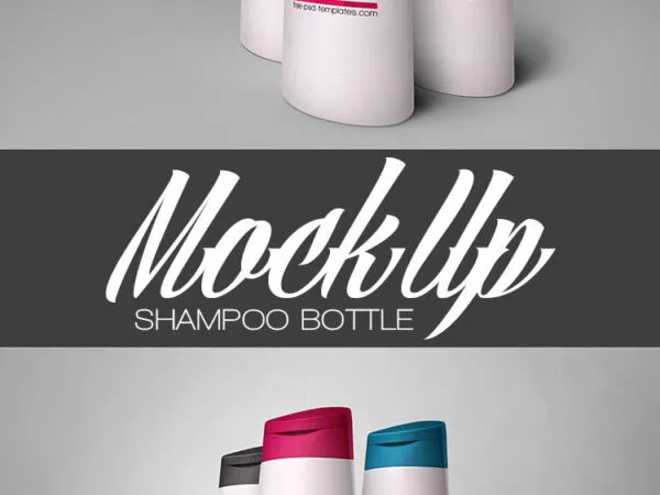Mockup of 3 Shampoo Bottles in Perspective View 1