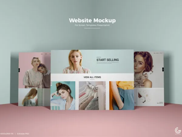 Mockup of 3 Website Screen in Front View 1