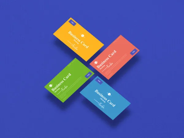 Mockup of 4 Floating Business Cards 1