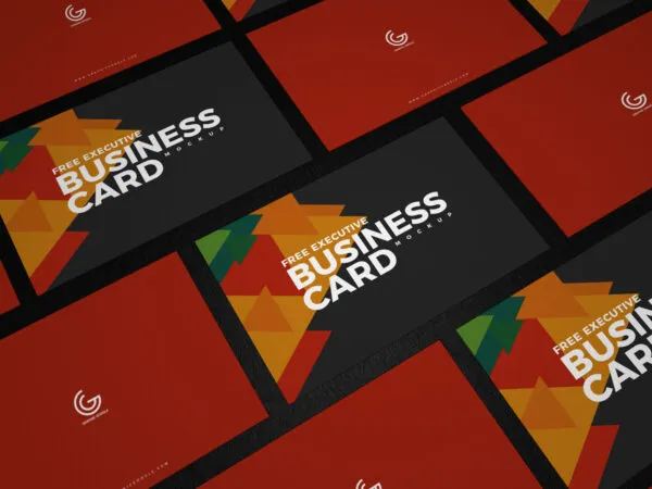 Mockup of Business Cards in Grid at the 34 Angle View 1