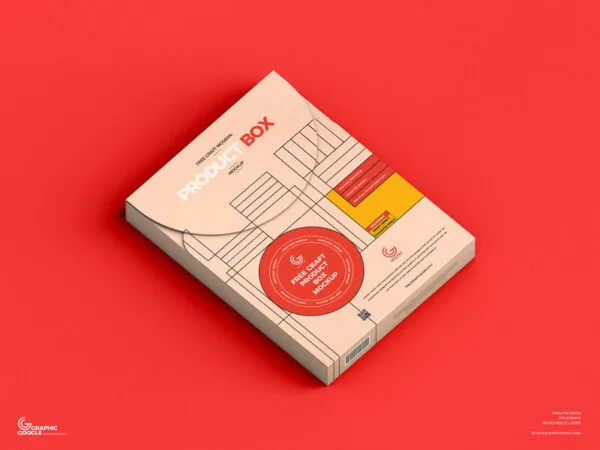 Mockup of Flat Kraft Product Packaging Box at the 34 Angle View 1
