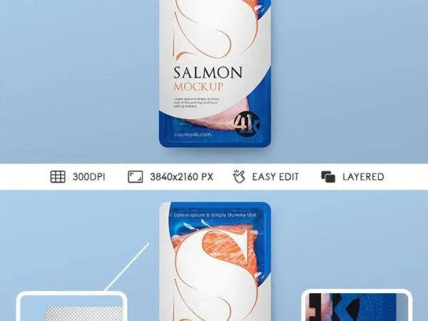 Mockup of Food Packaging Containing Fish Top View 1