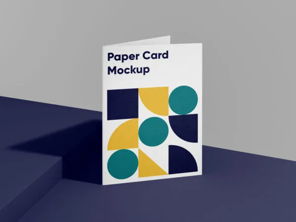Mockup of Front View of a Folded A4 Postcard 1