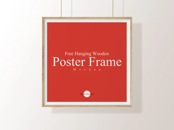 Mockup of Hanging Square shaped Wooden Frame Front View 1
