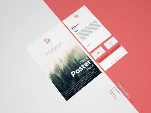 Mockup of Set of Corporate Stationery at the 34 Angle View 1