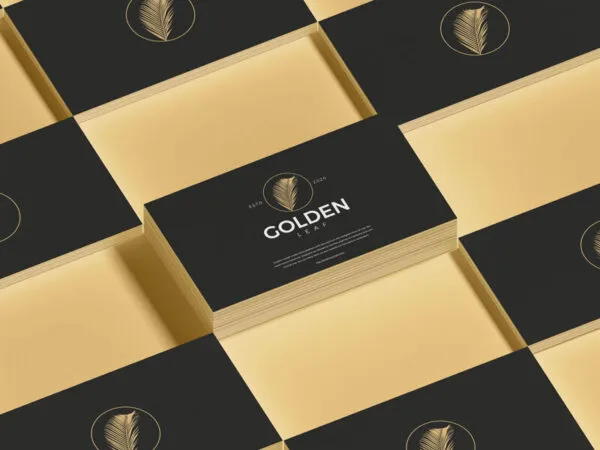 Mockup of Stack of Business Cards in Grid with a Perspective View 1