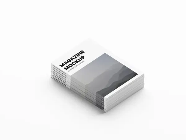 Mockup of Stacked Magazines Placed on White Background 1