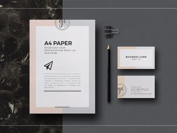 Mockup of Stationery Items in the Top View 1