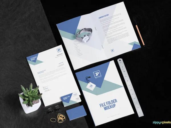 Mockup of Stationery Scene with 21 Moveable Objects 1