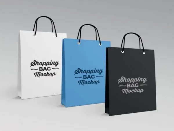 Mockup of Three Paper Shopping Bags 1