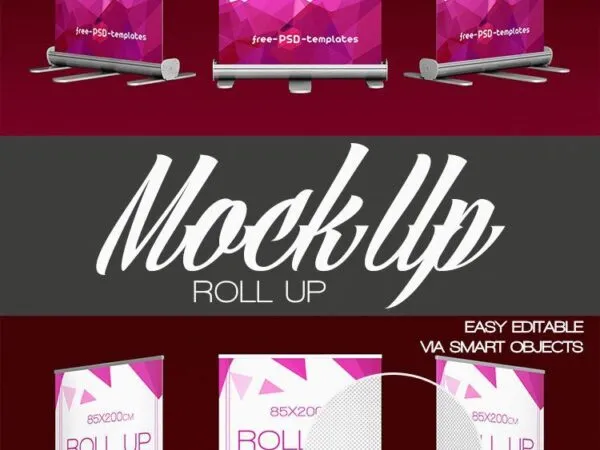 Mockup of Three Roll Up Banners 1