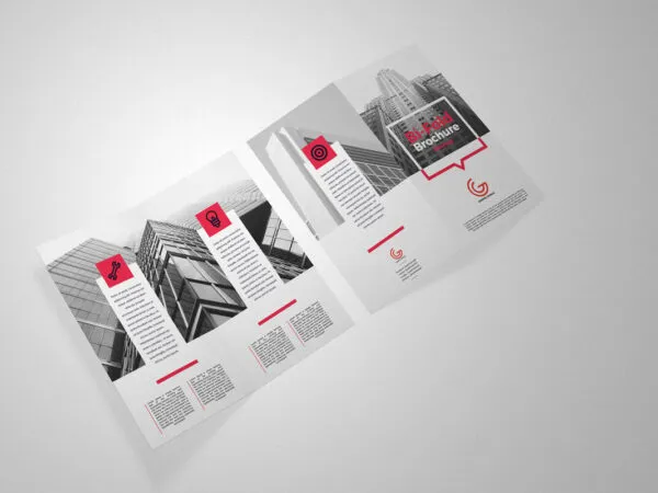 Mockup of Two Bi Fold Brochures Laid in Top view 1