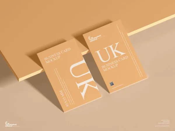 Mockup of Two Business Cards Laid on a Board 1