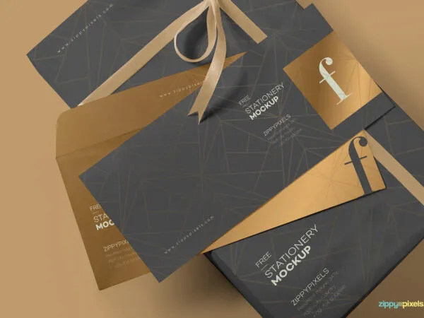 Mockup of Two Envelopes and Gift Box 1