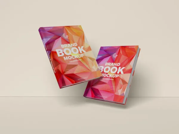 Mockup of Two Hardcover Books Hovering in the Air 1