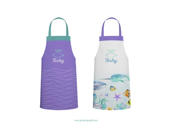 Mockup of Two Kitchen Aprons Floating with a Front View 1