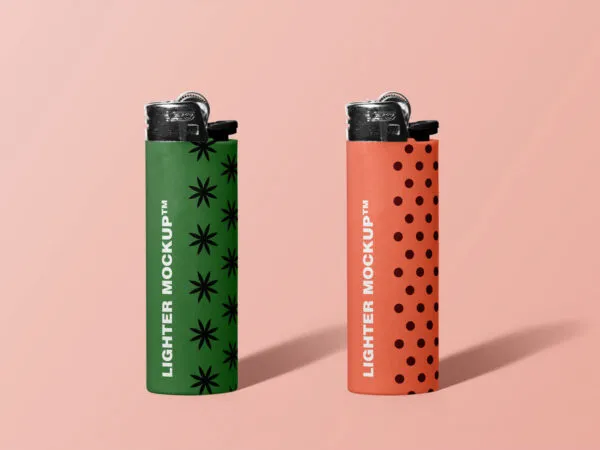 Mockup of Two Lighters Standing in the Front View 1