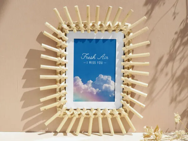 Mockup of a Bamboo Ornate Picture Frame 1